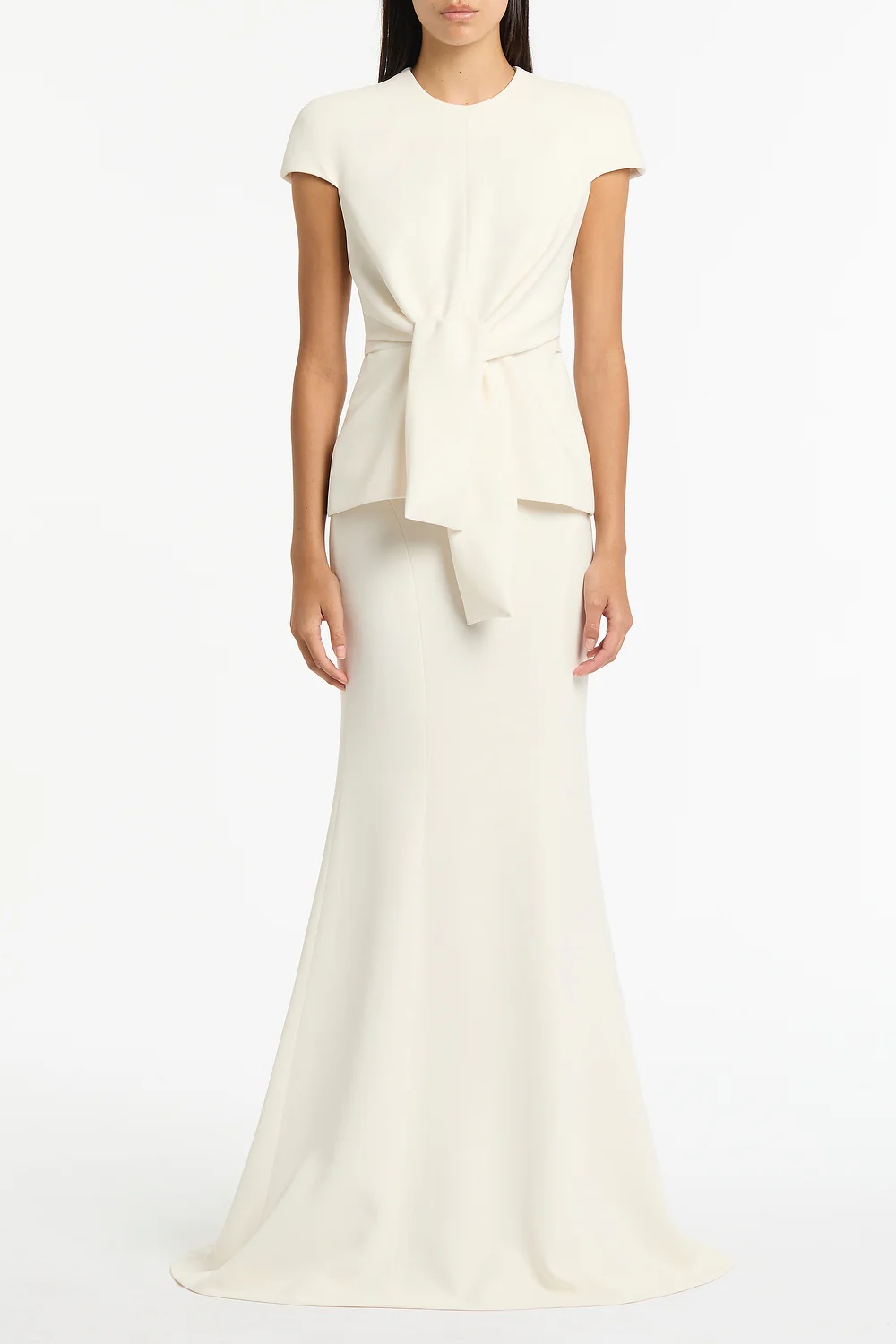 IVORY CREPE FISHTAIL MAXI SKIRT - Image 4
