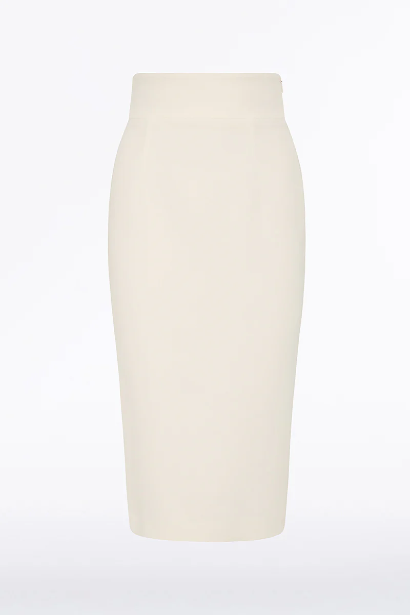 IVORY CREPE PENCIL SKIRT - Image 5