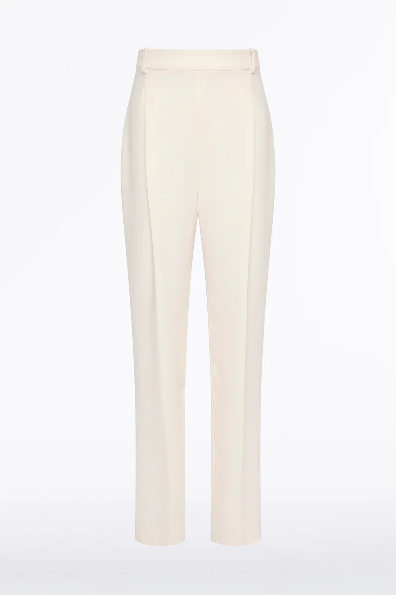 IVORY CREPE TAPERED LEG PLEAT PANT - Image 4