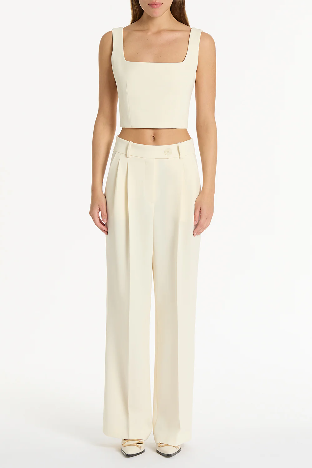 IVORY CREPE WIDE LEG PANT - Image 2
