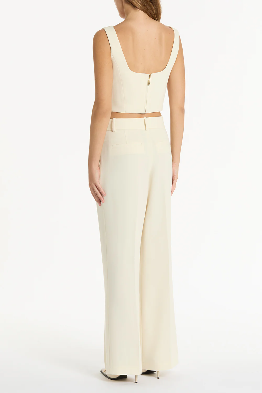IVORY CREPE WIDE LEG PANT - Image 3