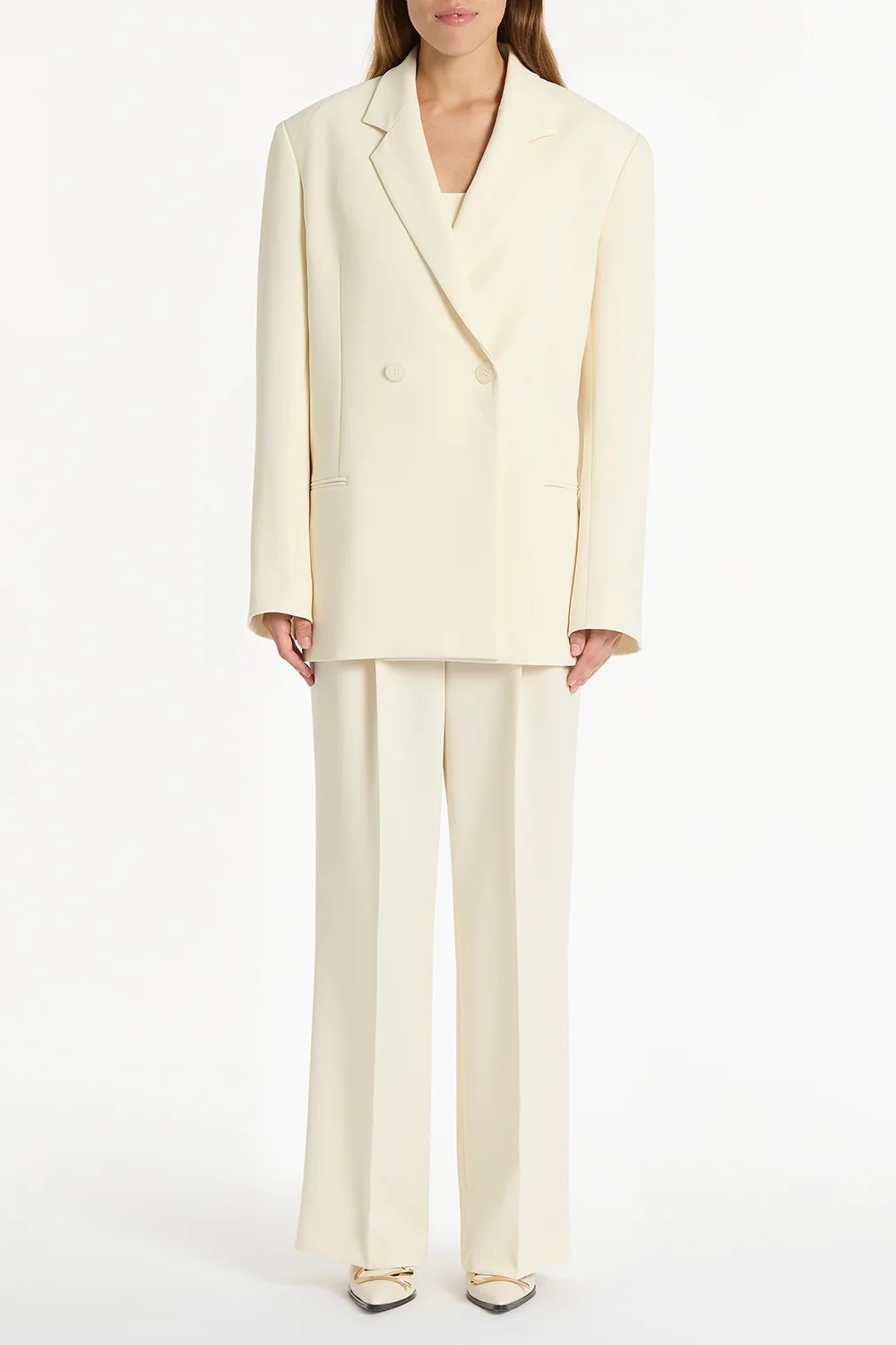 IVORY CREPE WIDE LEG PANT - Image 6