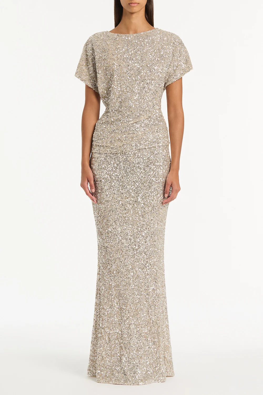 IVORY CRUSHED SEQUIN DRAPE TOP