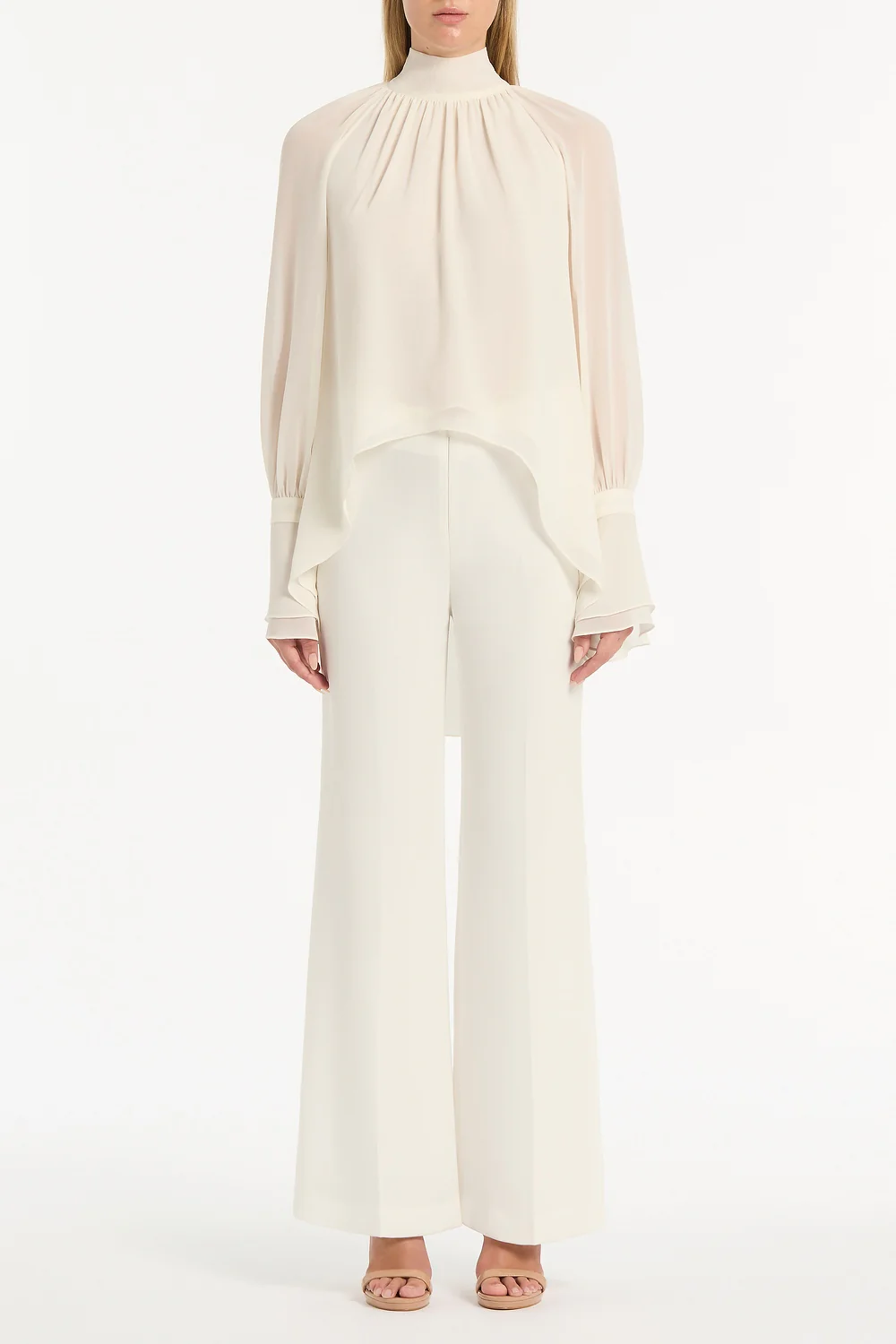 IVORY GEORGETTE HIGH LOW BLOUSE
