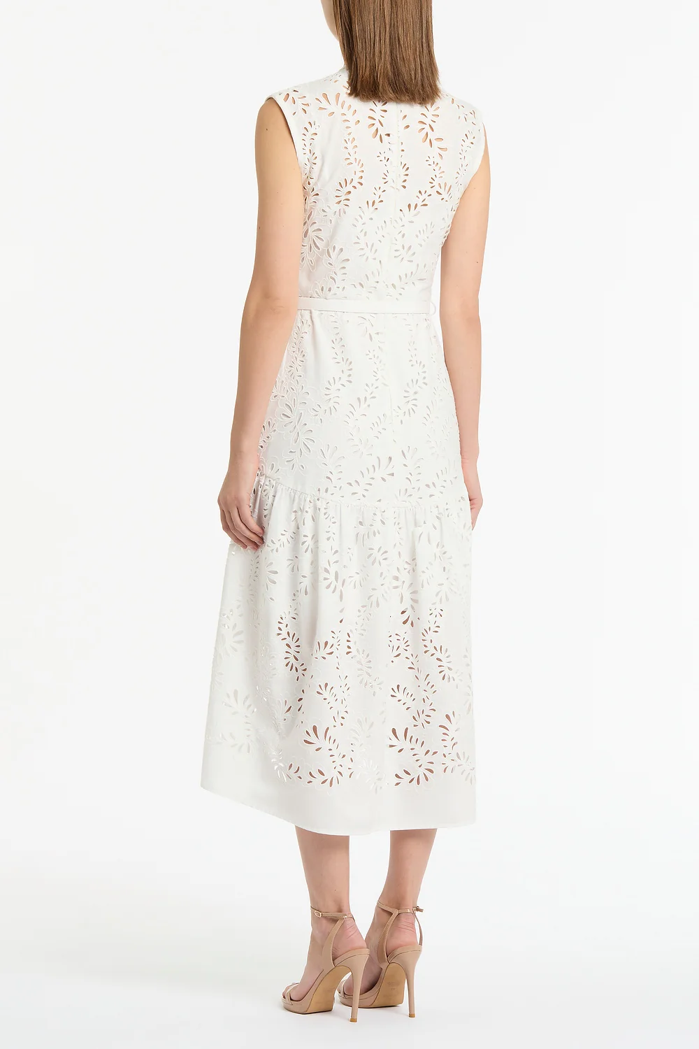 IVORY LACE BRODERIE MIDI DRESS - Image 3