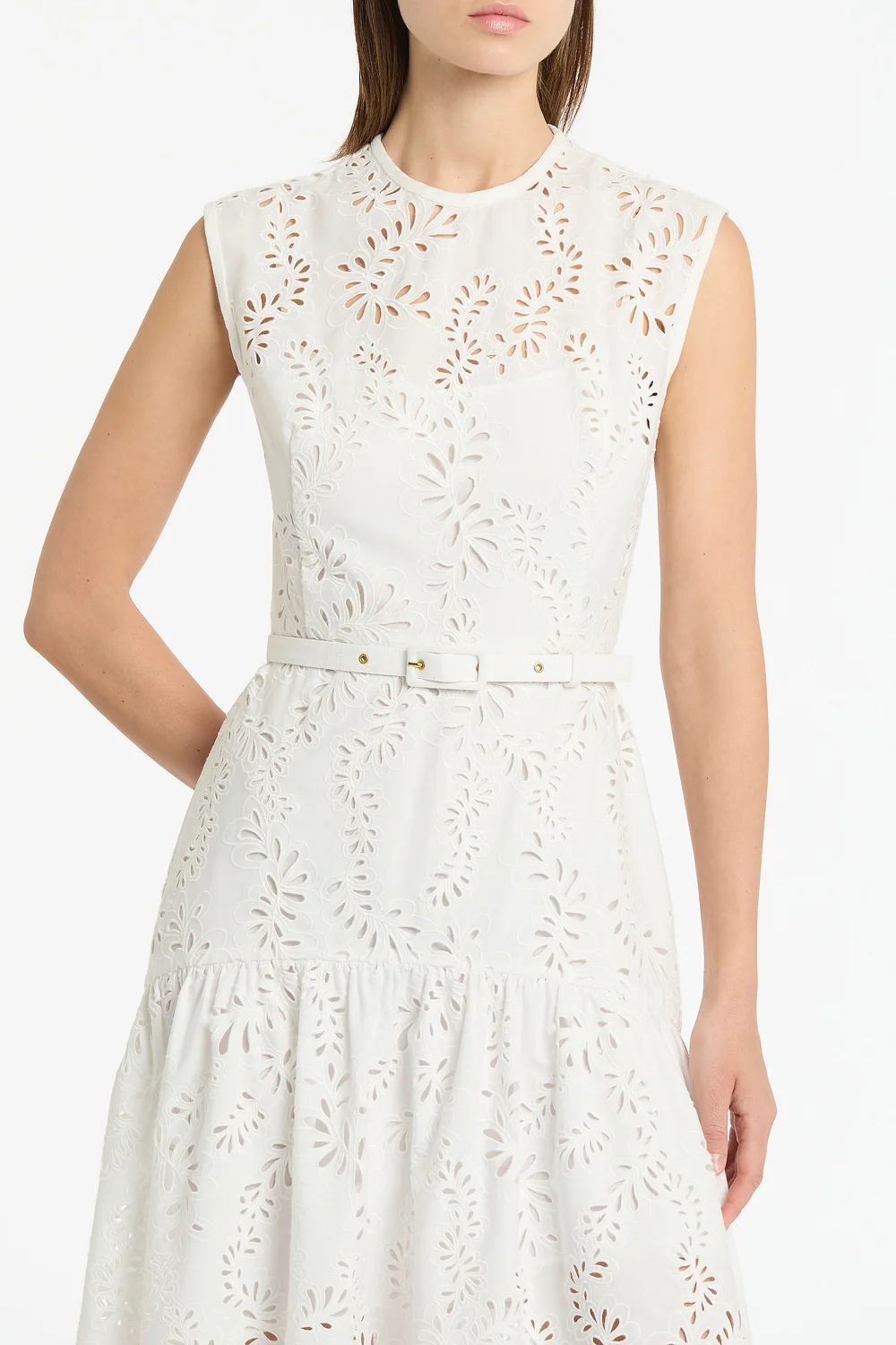 IVORY LACE BRODERIE MIDI DRESS - Image 4