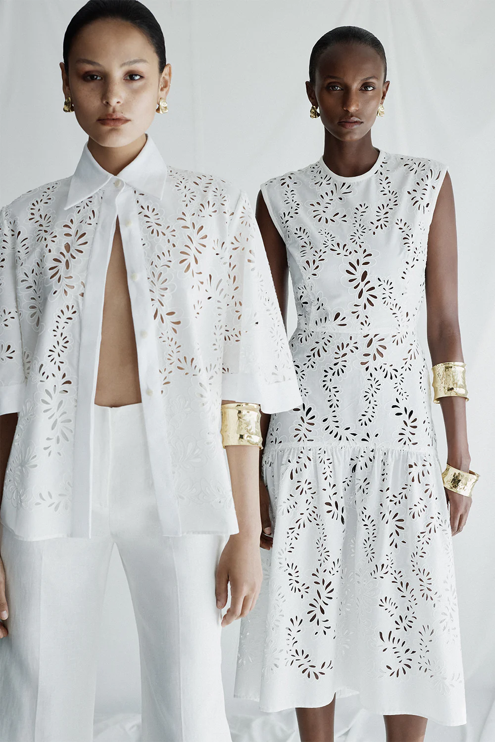IVORY LACE BRODERIE MIDI DRESS - Image 5
