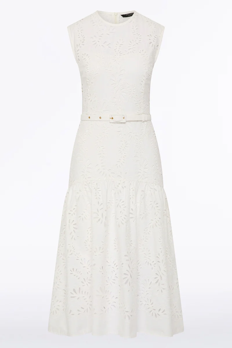 IVORY LACE BRODERIE MIDI DRESS - Image 6