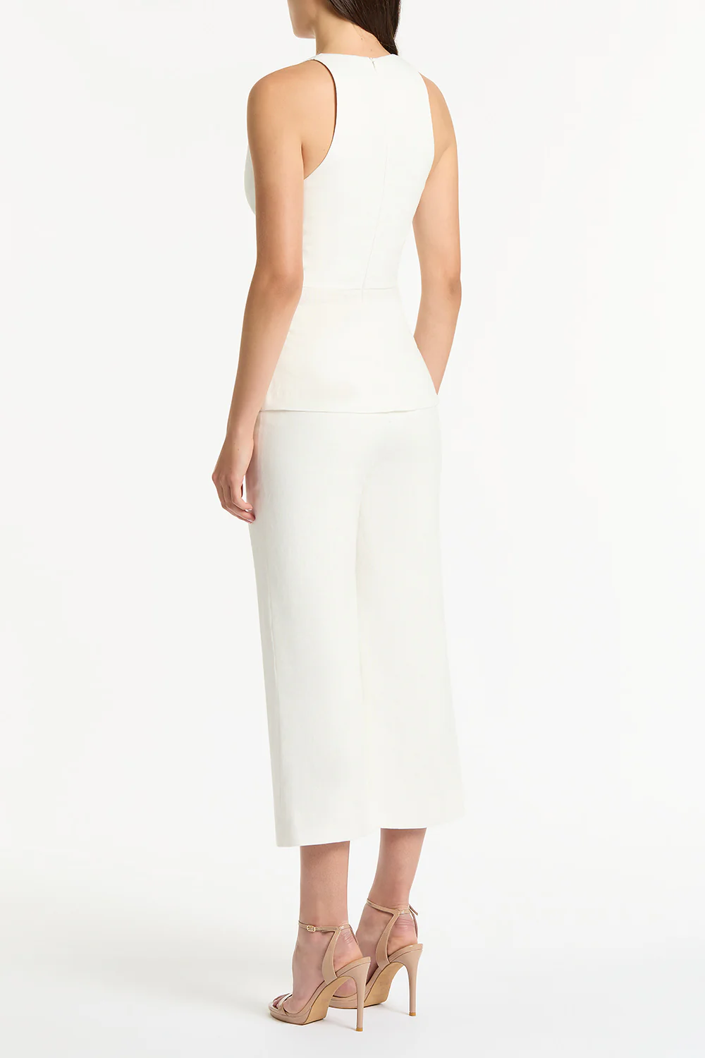 IVORY LINEN PANT WAISTED CROP PANT - Image 2