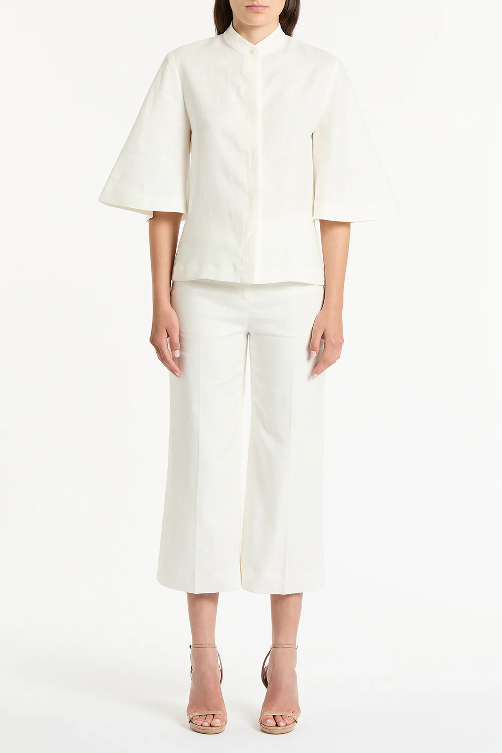 IVORY LINEN PANT WAISTED CROP PANT - Image 5