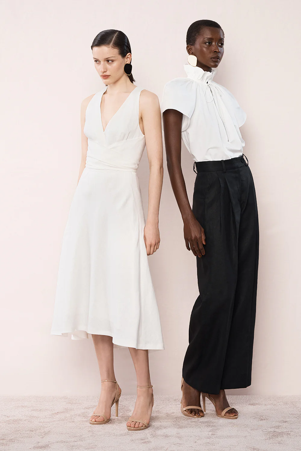 IVORY LINEN V-NECK WRAP DRESS - Image 5