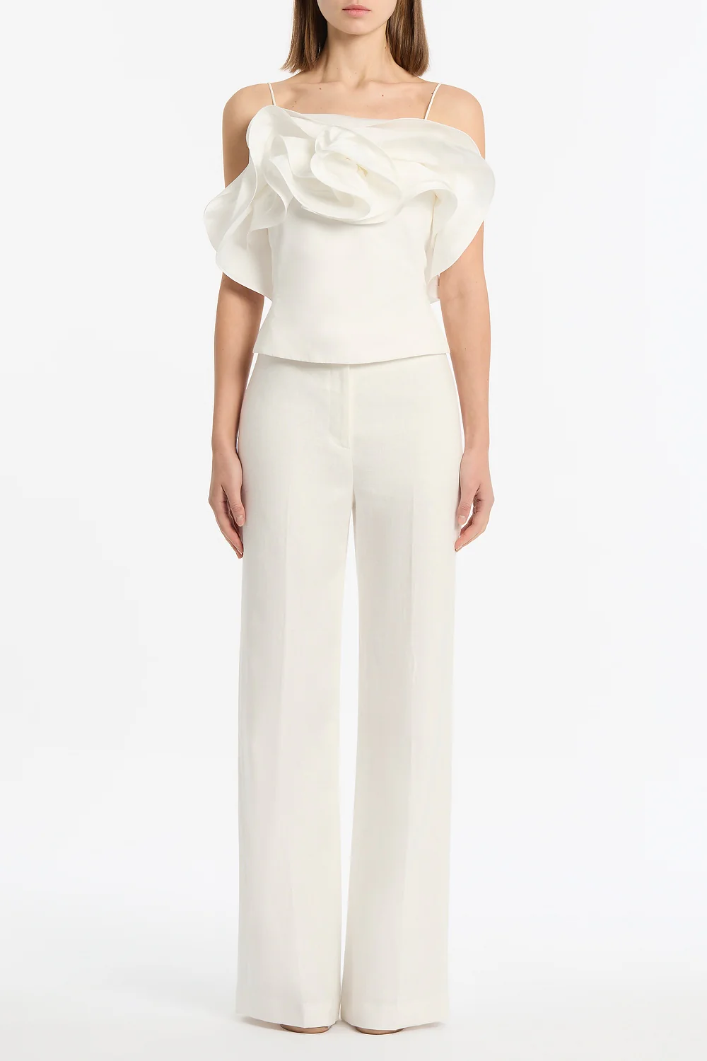 IVORY LINEN WAISTED PANT