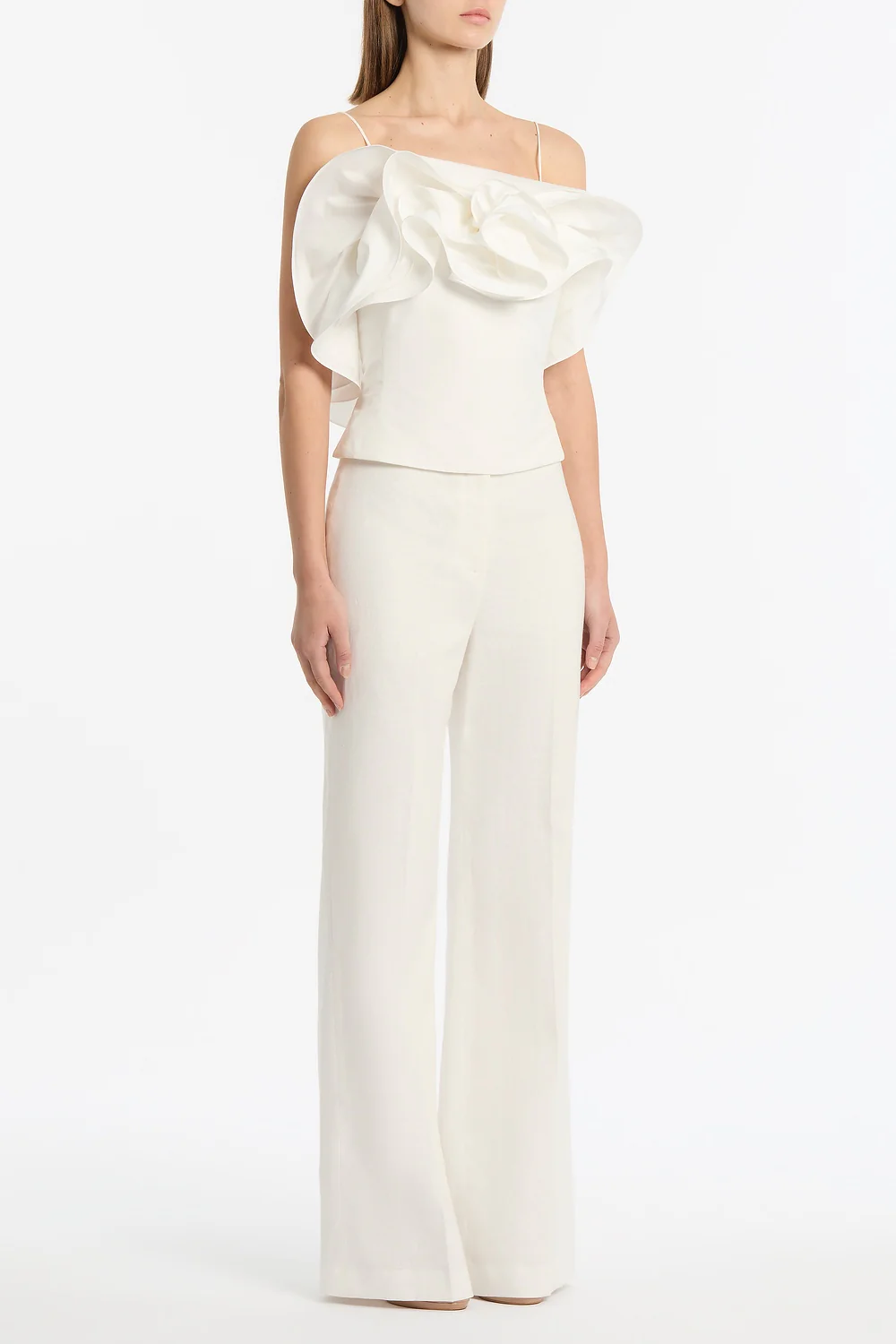 IVORY LINEN WAISTED PANT - Image 2