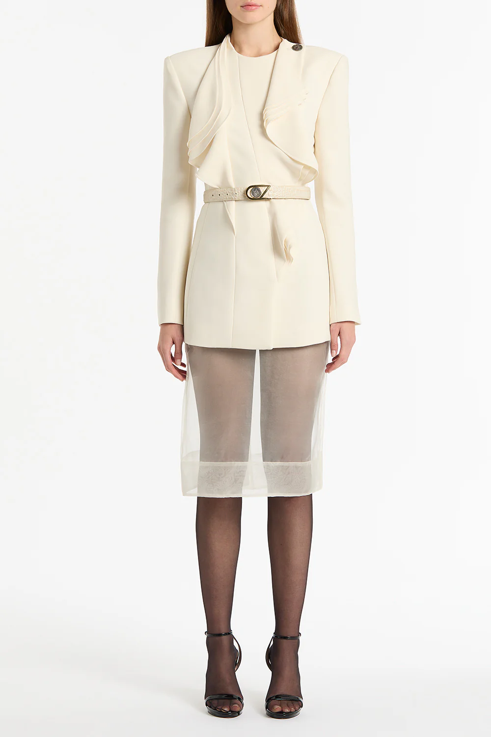 IVORY ORGANZA PENCIL SKIRT