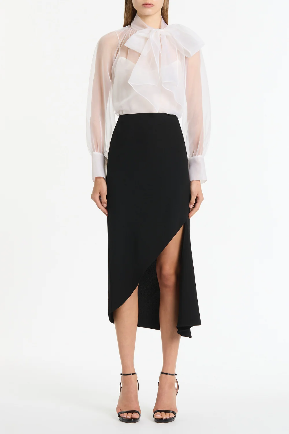 IVORY ORGANZA TIE BLOUSE