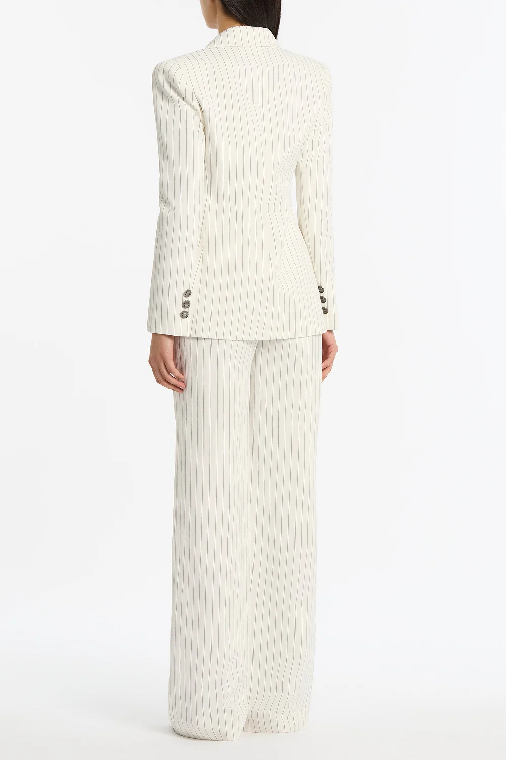 IVORY PINSTRIPE LINEN DOUBLE BREASTED JACKET - Image 3