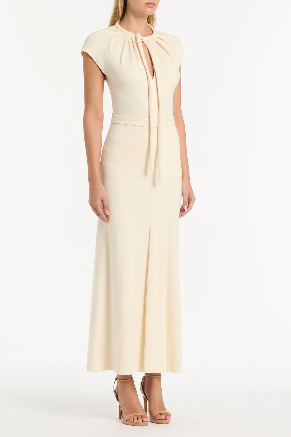IVORY PONTE FLUTED PANEL SKIRT - Image 3