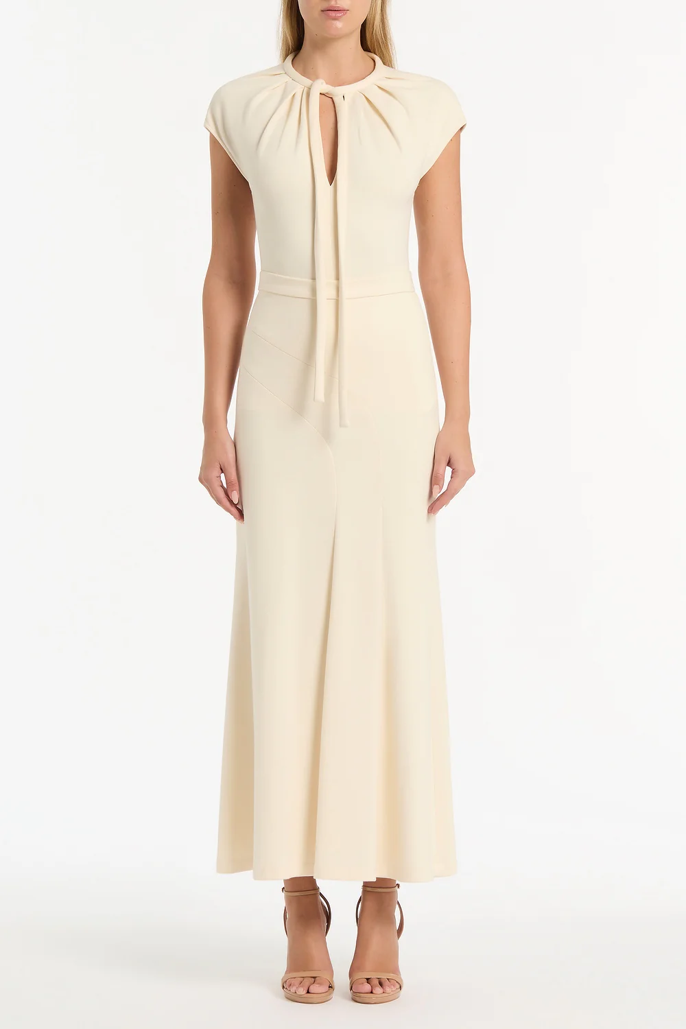 IVORY PONTE TIE DETAIL TOP