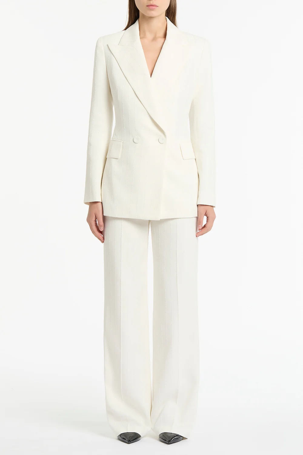 IVORY STARLIGHT TWILL TUCK FRONT PANT - Image 4