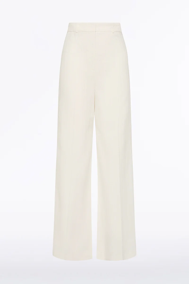 IVORY STARLIGHT TWILL TUCK FRONT PANT - Image 5