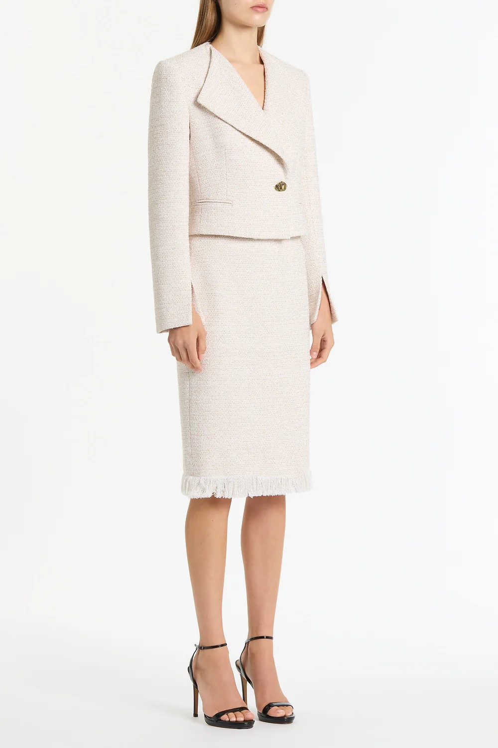IVORY TWEED CROPPED JACKET - Image 3