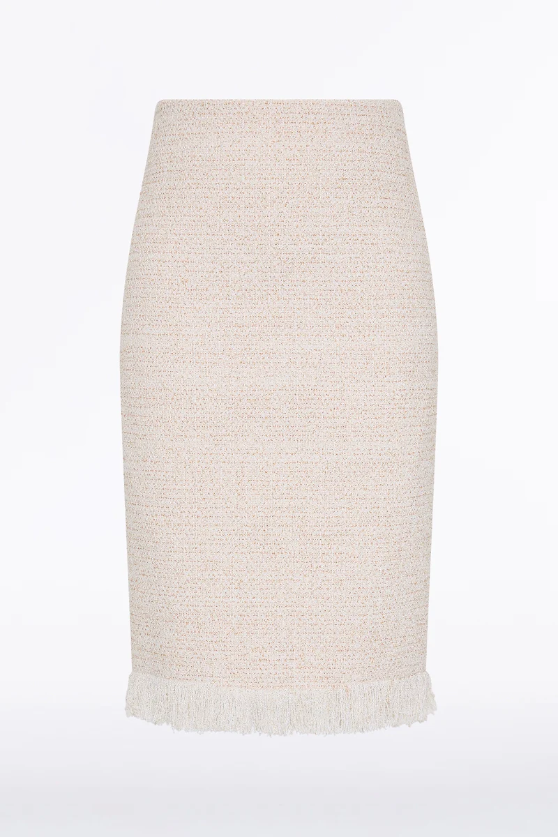 IVORY TWEED FRINGE SKIRT - Image 6