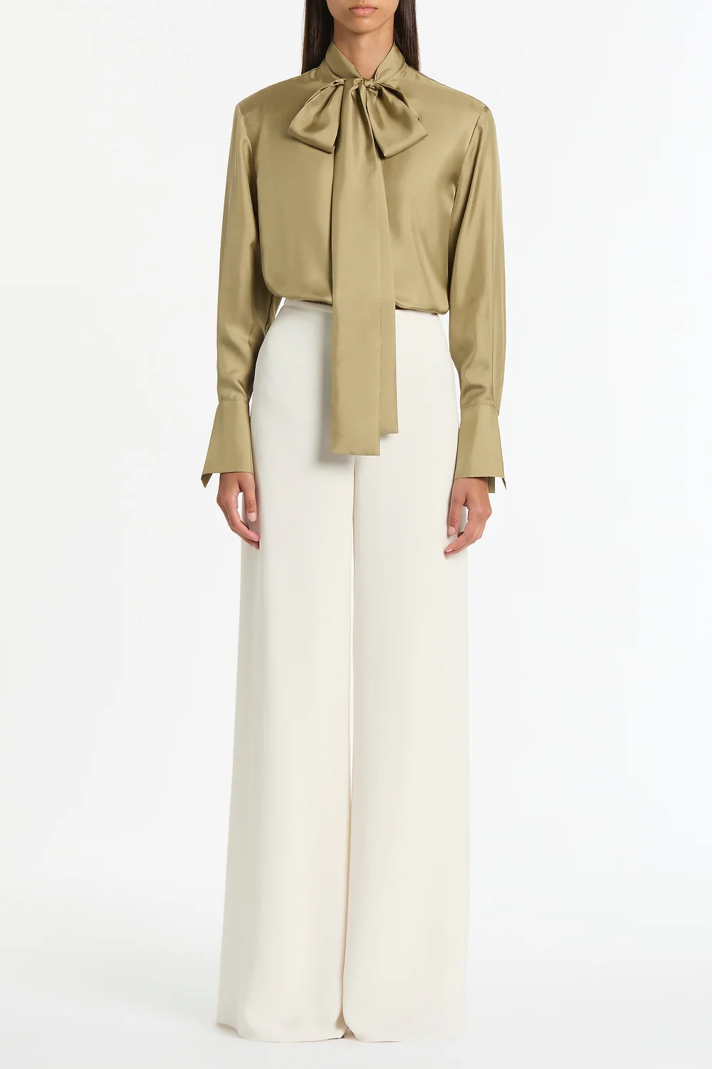 KELP SILK RIBBON COLLAR SHIRT