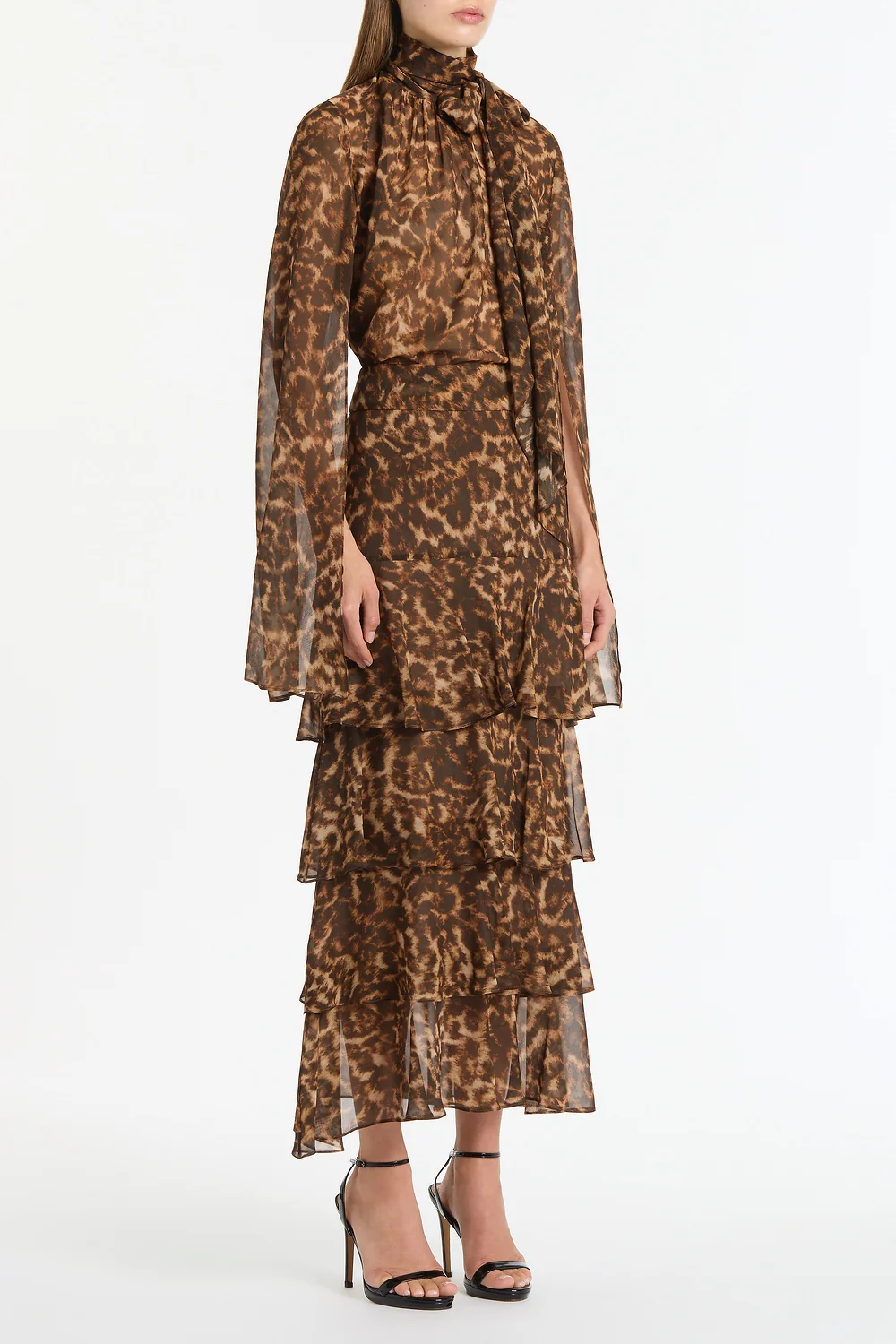 LEOPARD SILK TIERED MAXI SKIRT - Image 3