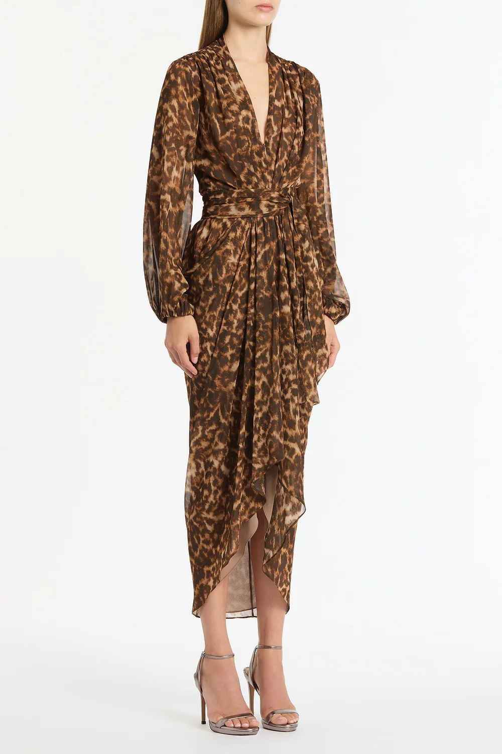LEOPARD SILK WATERFALL DRESS - Image 3