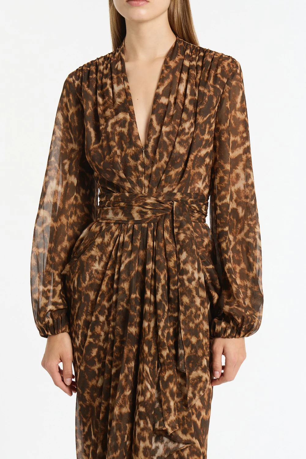 LEOPARD SILK WATERFALL DRESS - Image 4