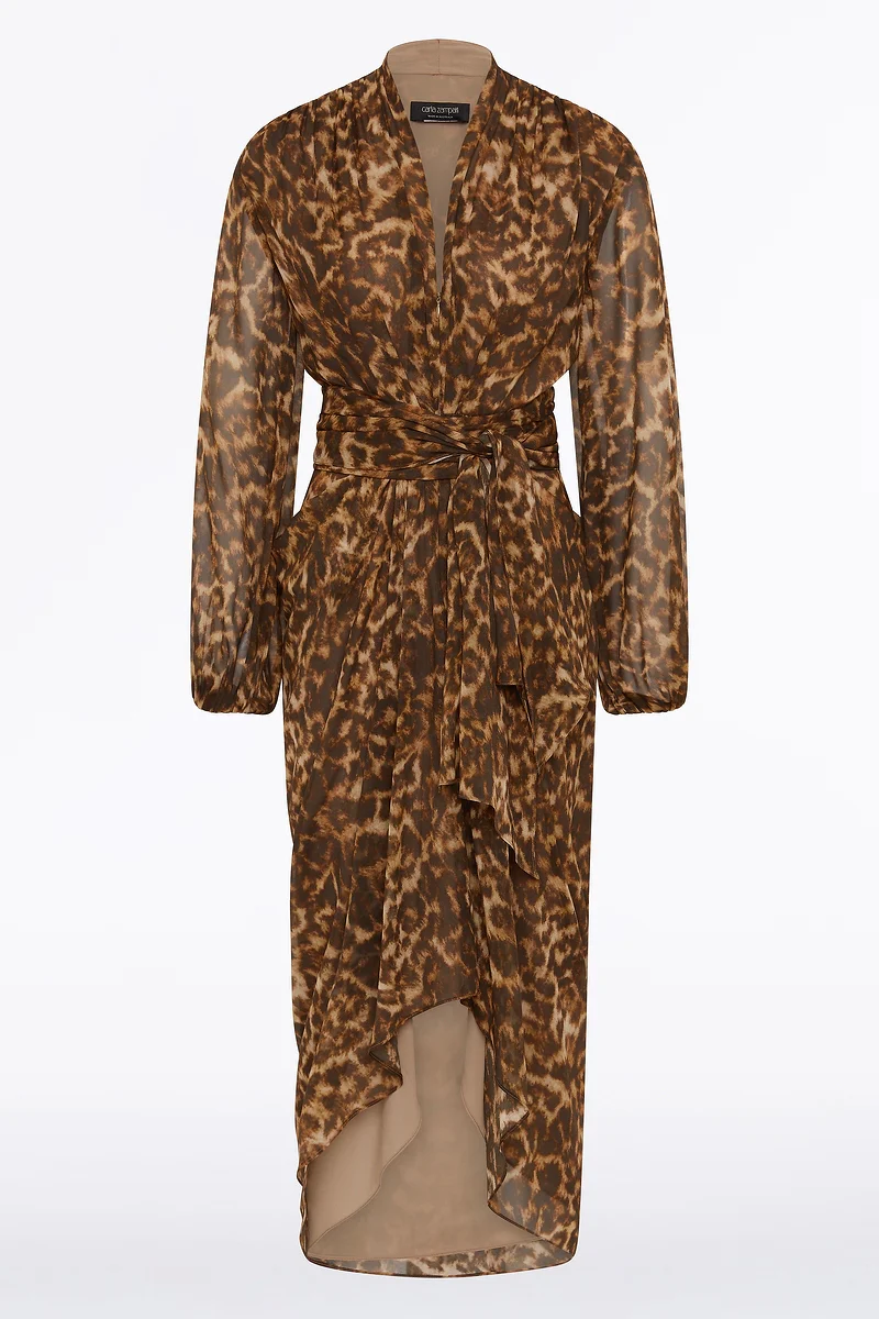 LEOPARD SILK WATERFALL DRESS - Image 7