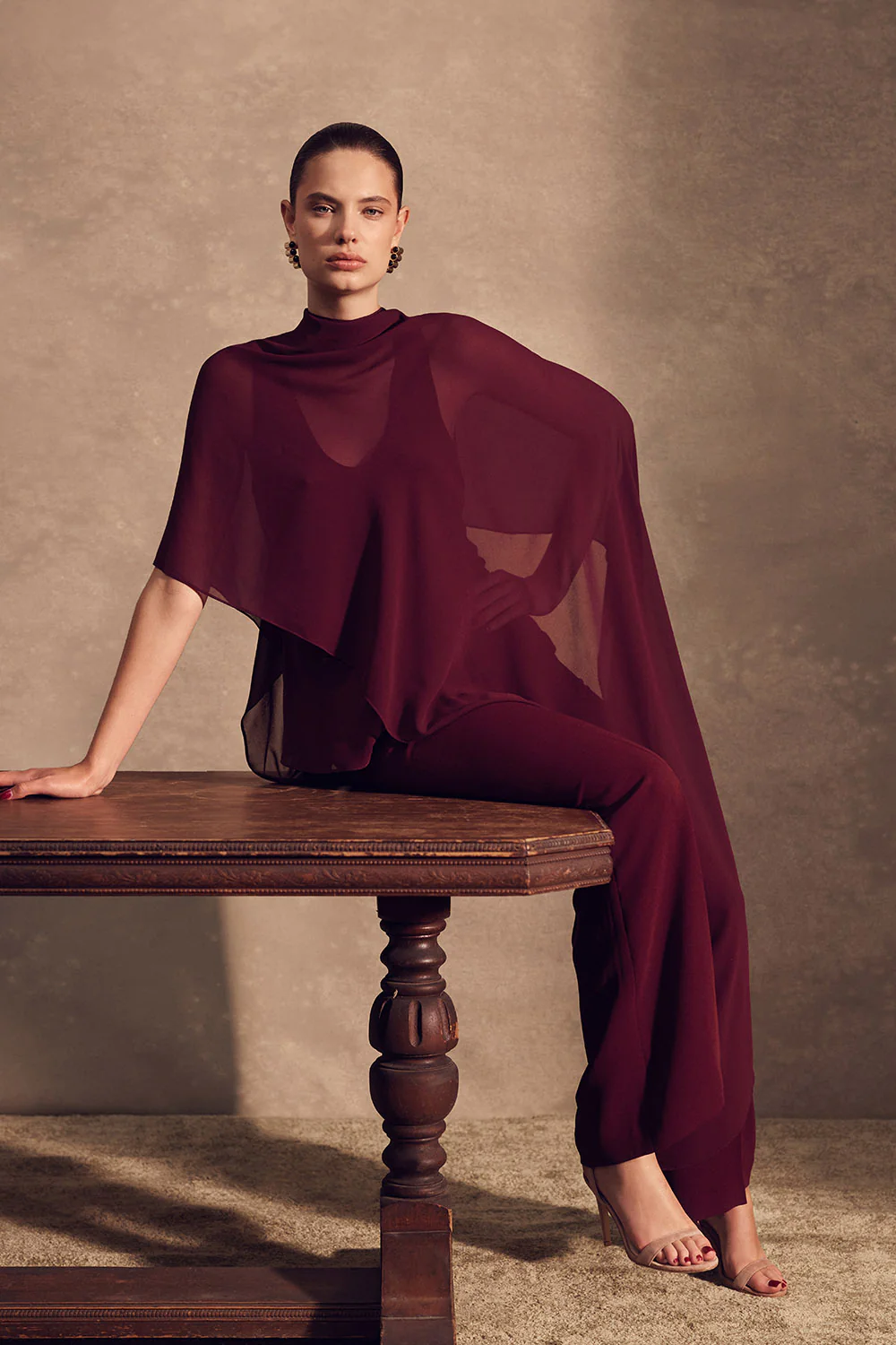 MERLOT GEORGETTE SCOOP CAMI - Image 4