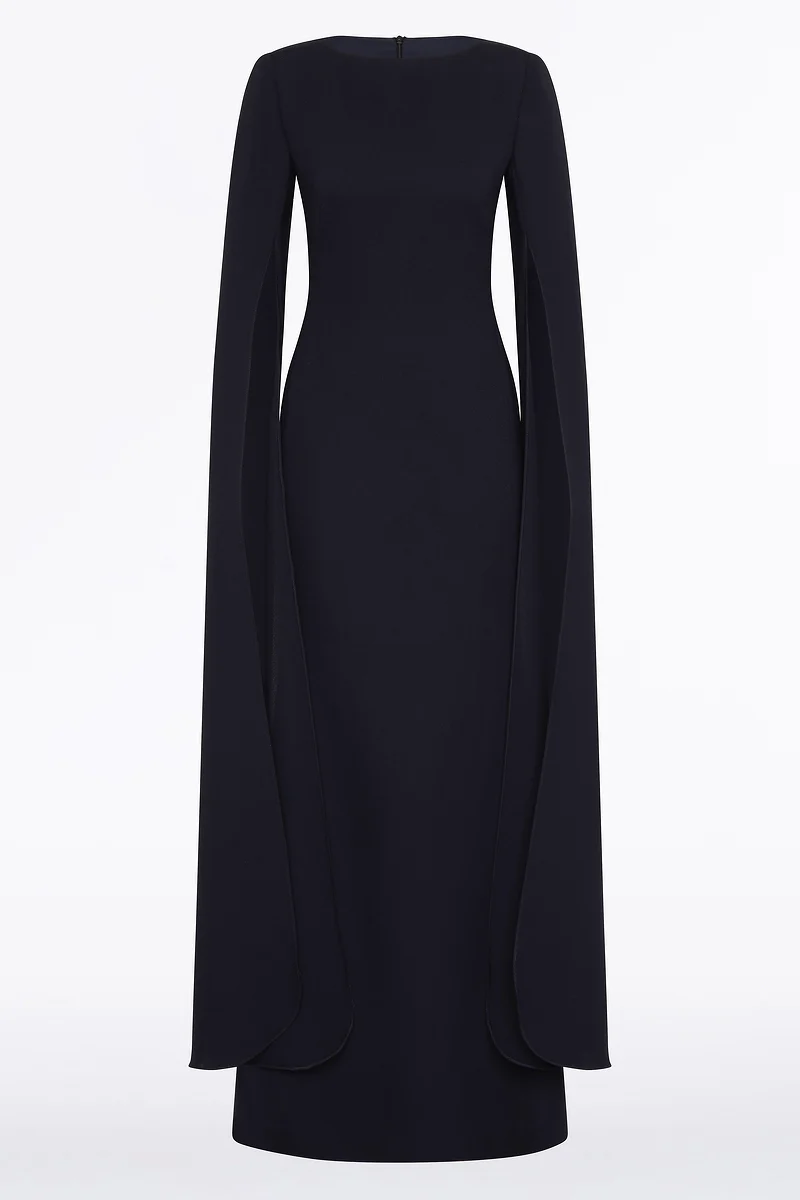 NAVY CREPE CELEBRATION SLEEVE GOWN - Image 6