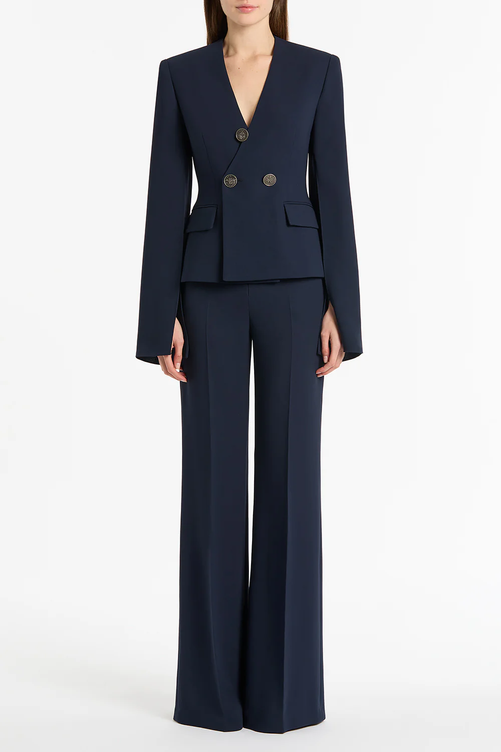 NAVY CREPE MONETA ROME JACKET
