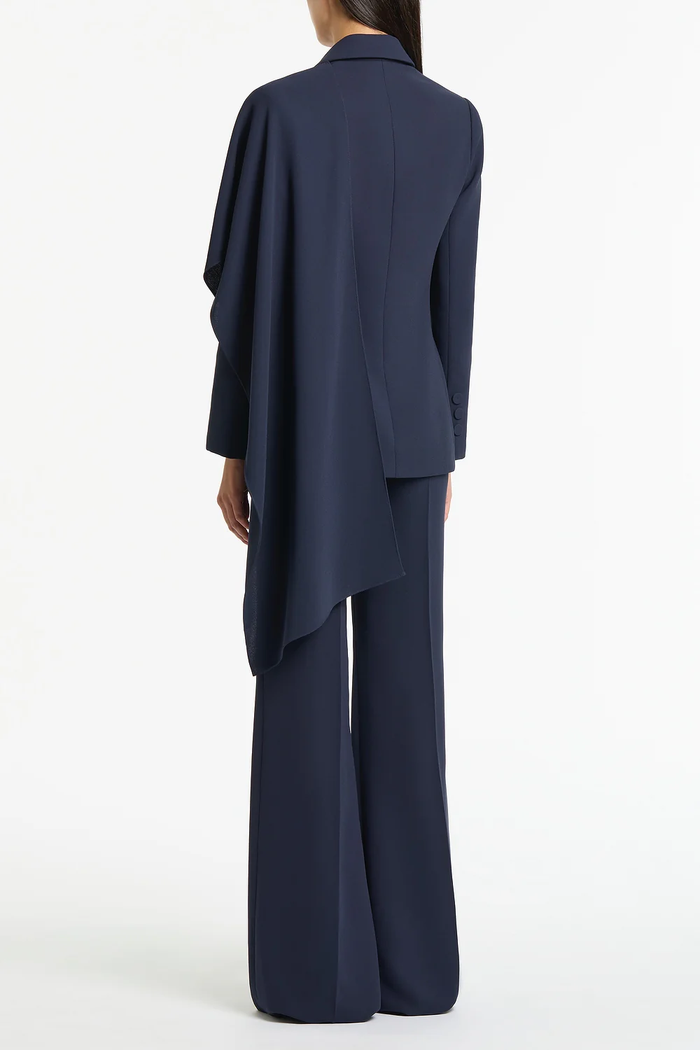 NAVY CREPE SCARF JACKET - Image 3