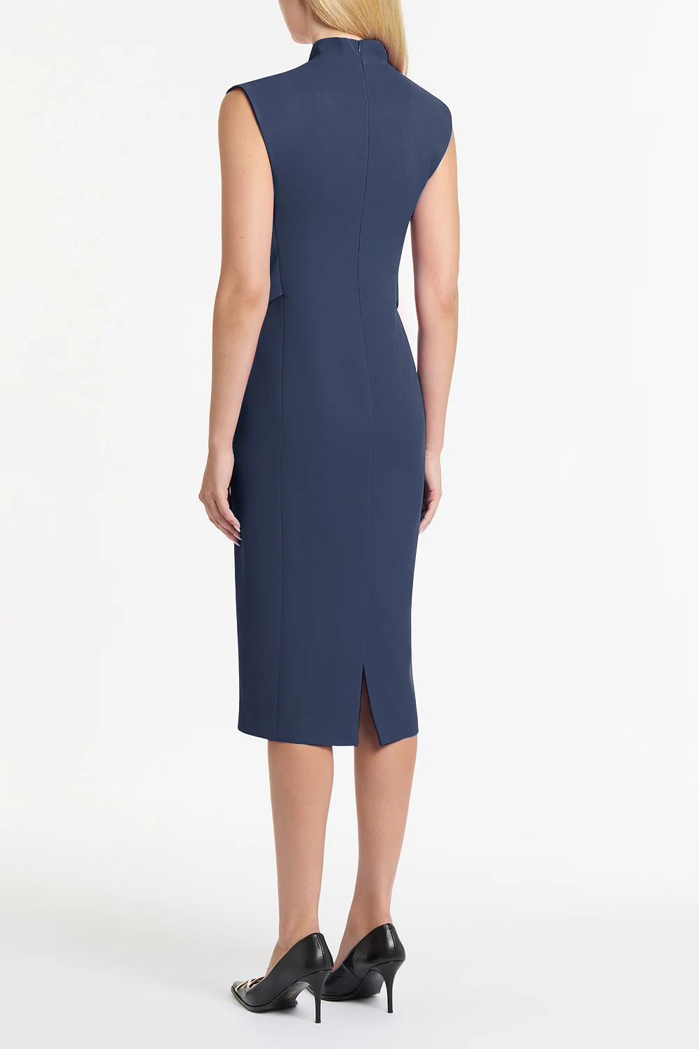 NAVY CREPE STRISCIA DRESS - Image 2