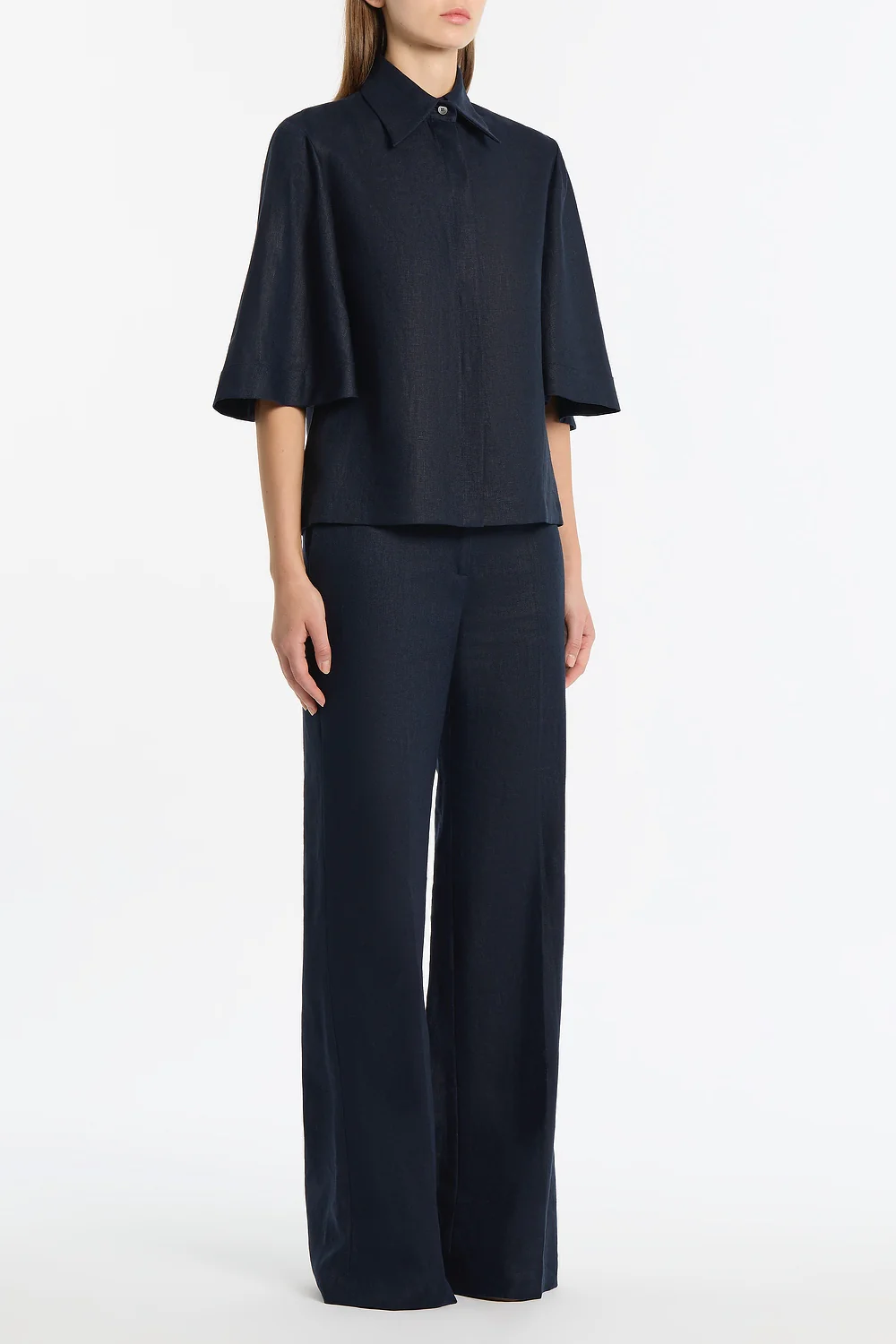 NAVY LINEN SHORT SLEEVE SHIRT - Image 2