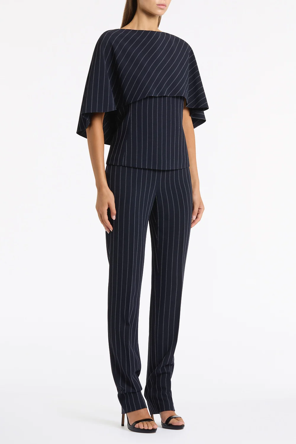 NAVY PINSTRIPE SLIM LEG PANT - Image 2