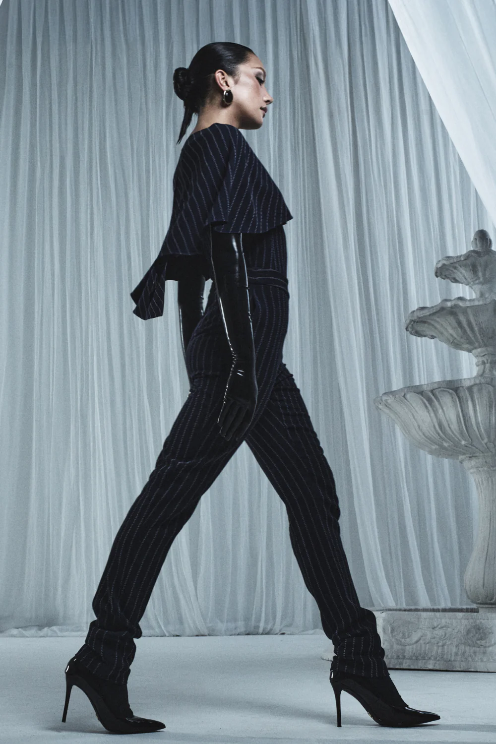 NAVY PINSTRIPE SLIM LEG PANT - Image 4