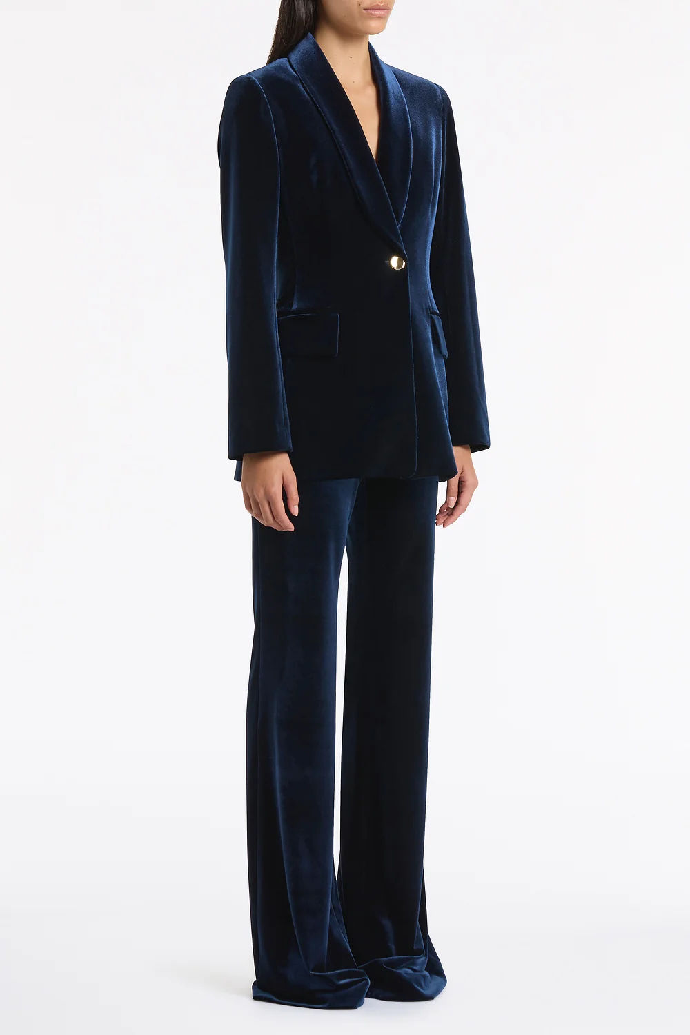 NAVY VELVET BOOTLEG PANT - Image 2