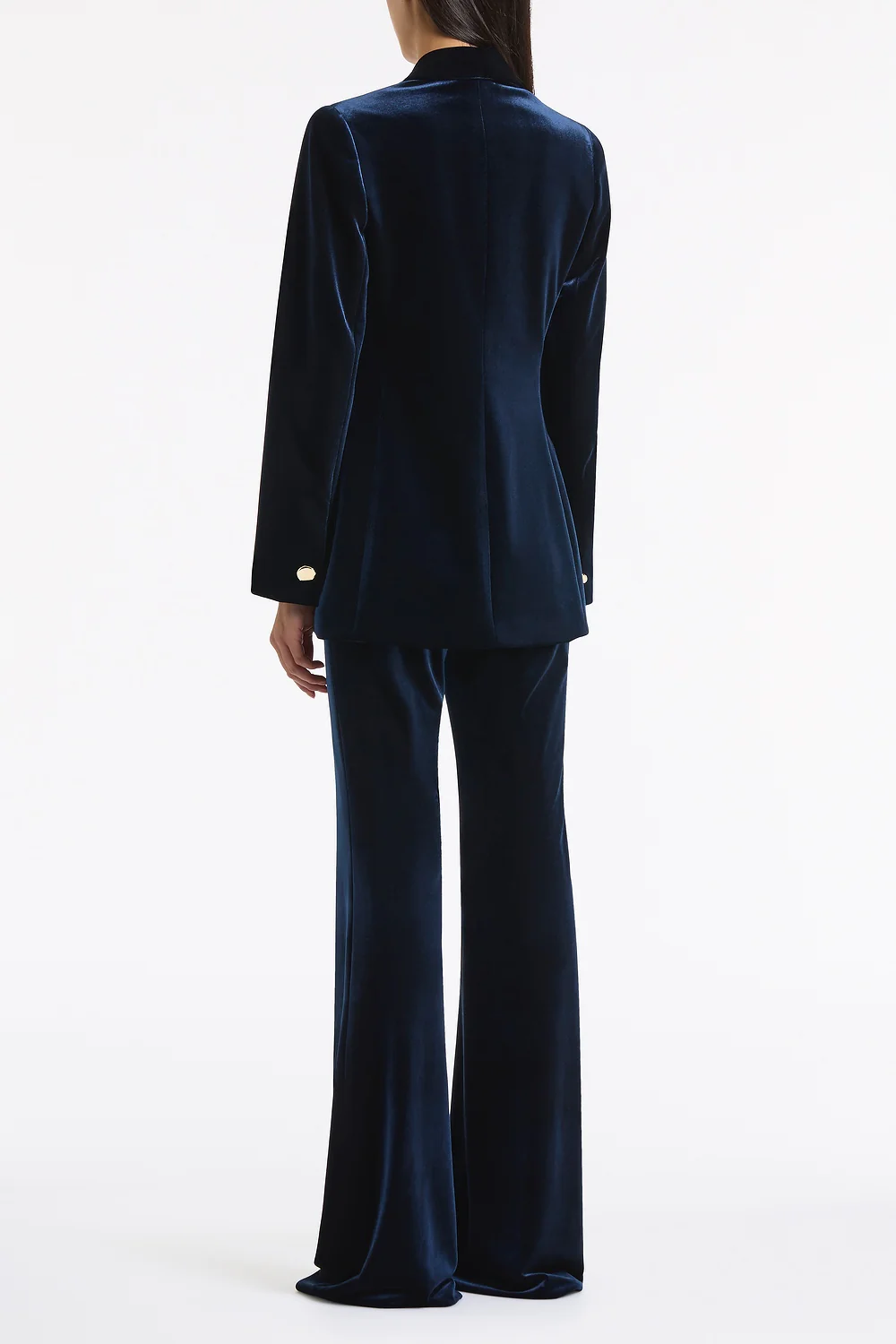 NAVY VELVET BOOTLEG PANT - Image 3