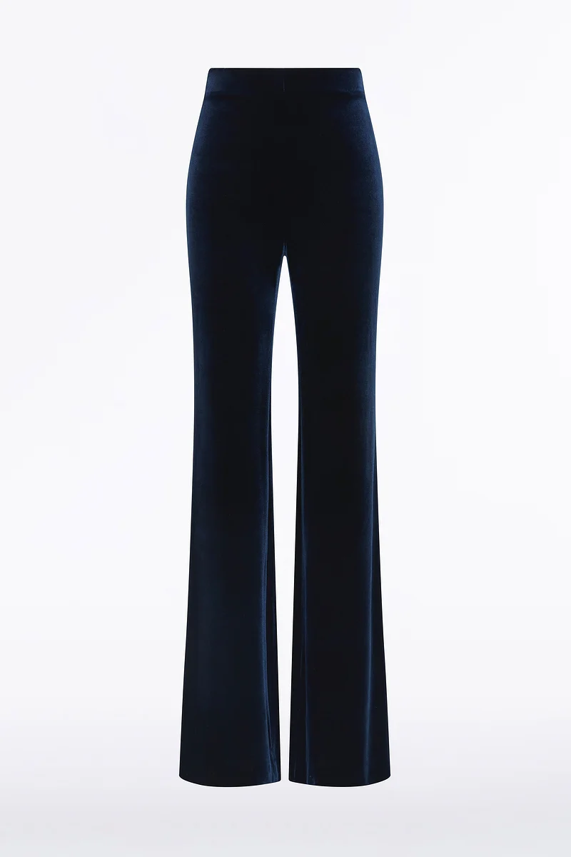 NAVY VELVET BOOTLEG PANT - Image 6