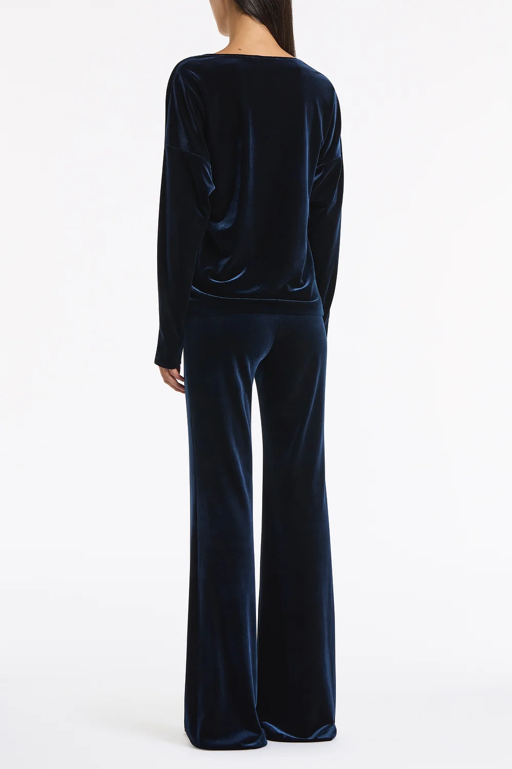 NAVY VELVET DROP SHOULDER TOP - Image 3