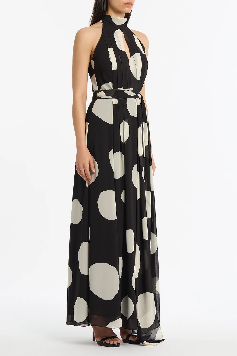 NOIR SPOT TIE NECK WRAP DRESS - Image 2