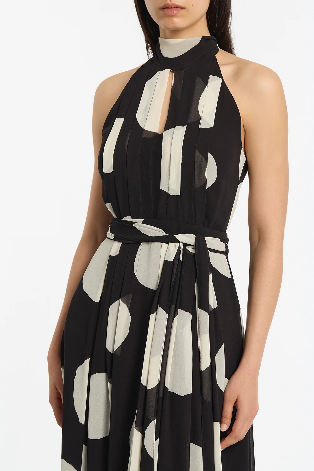 NOIR SPOT TIE NECK WRAP DRESS - Image 4