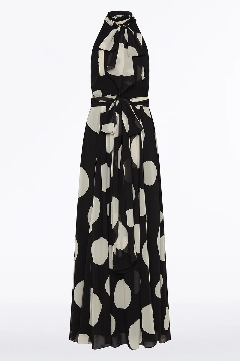 NOIR SPOT TIE NECK WRAP DRESS - Image 5