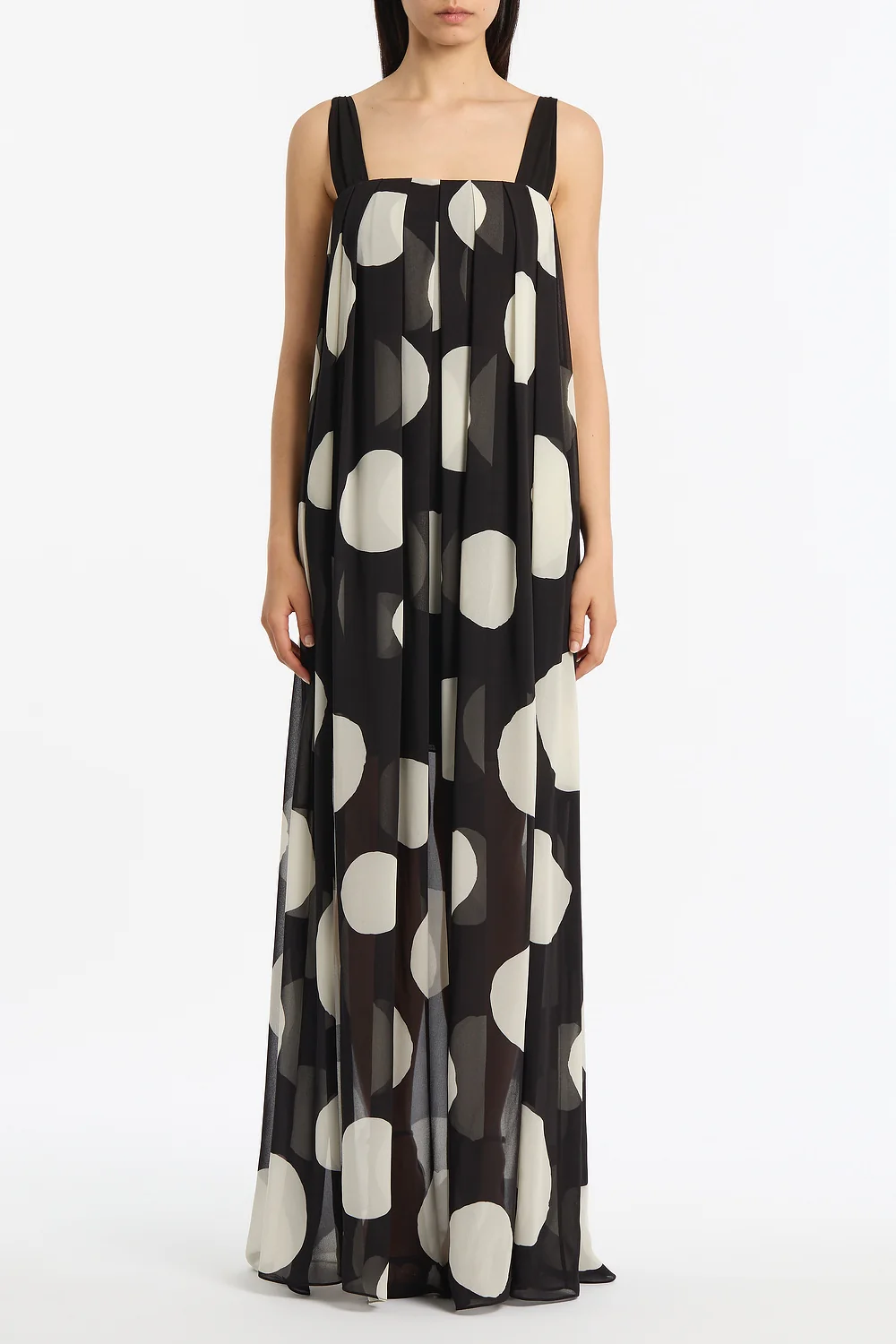 NOIR SPOT TUCK DETAIL MAXI DRESS