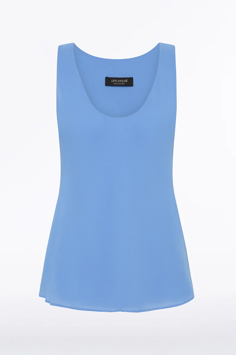 PACIFIC BLUE GEORGETTE SCOOP NECK CAMI - Image 4