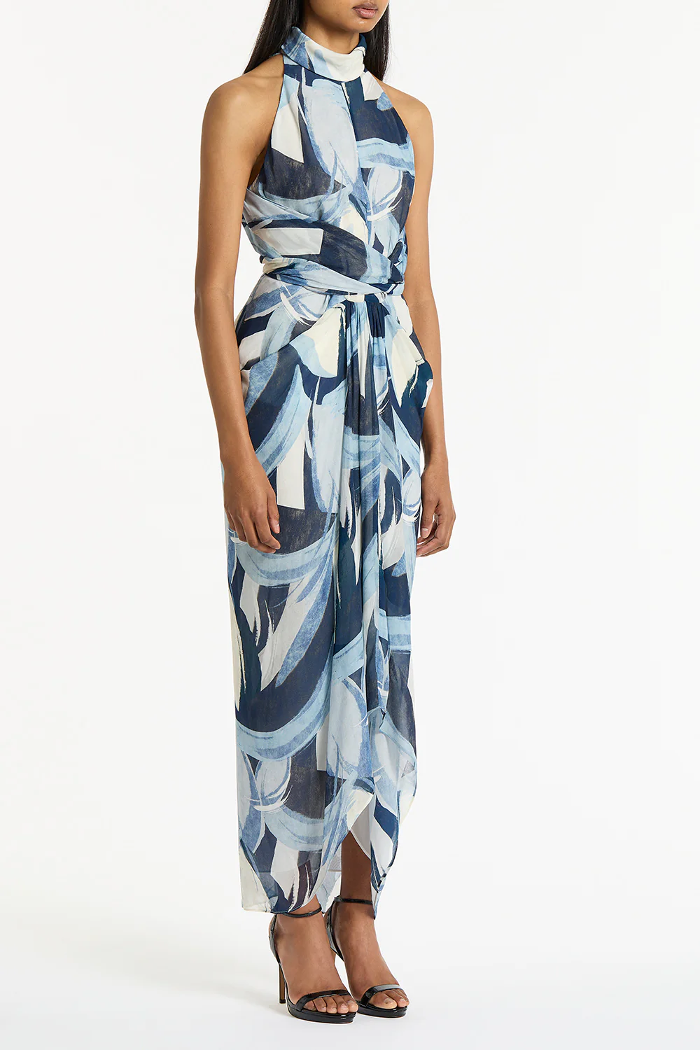 PAINTED FLORAL GEORGETTE WRAP DRESS - Image 3