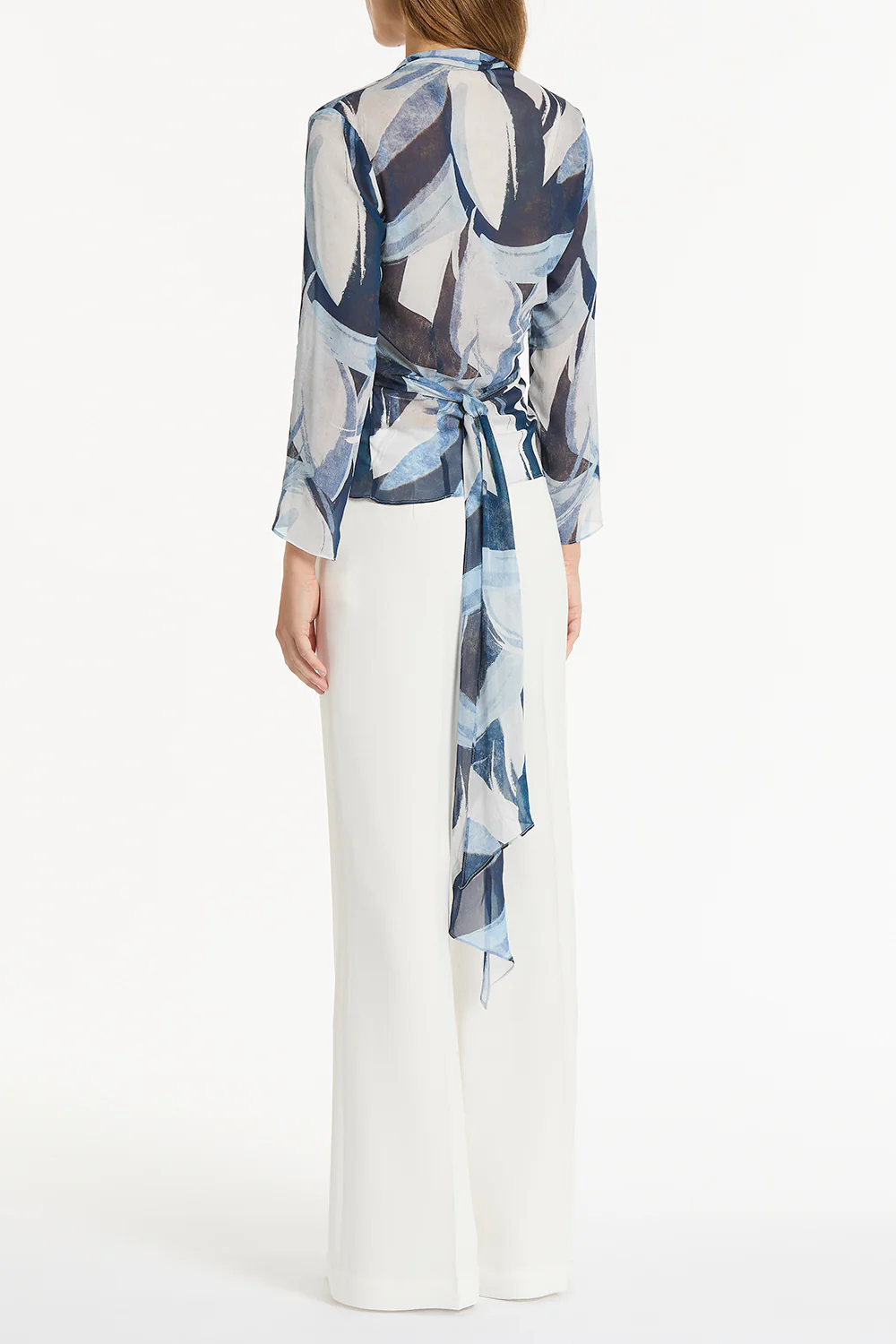 PAINTED FLORAL GEORGETTE WRAP TOP - Image 2